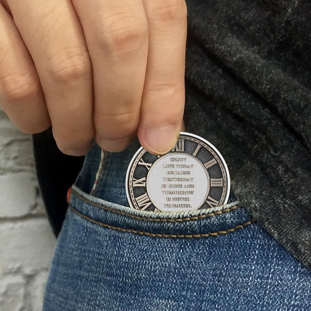 EDC Stoic Reminder Token Sunset & Floral Backgroind Inspiring Life & Death Stoicism Memento Mori Skull Challenge Coins mysite