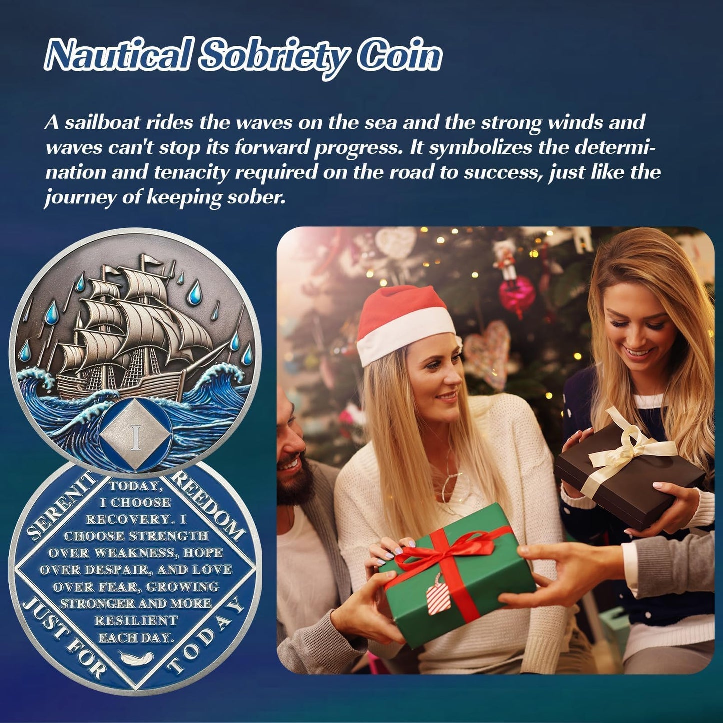 Braving The Storm 1 Year Sober Coin, Nautical NA Coin, Addiction Recovery One Year Sober Chip, Celebrating Recovery Anniversary Token, Narcotics Anonymous Sobriety Gifts for Men Women（副本） mysite