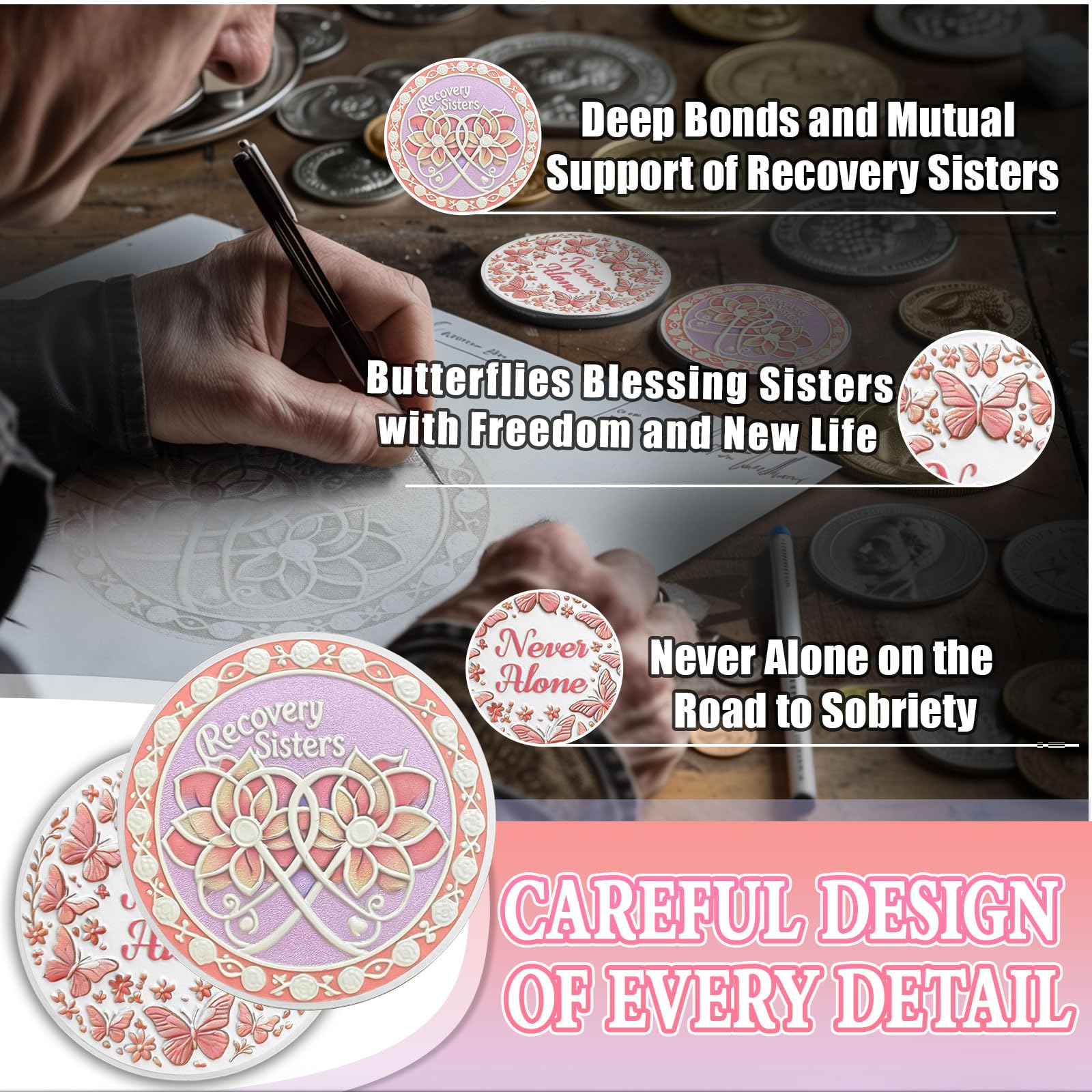 Never Alone Original Recovery Sisters Sobriety  Coin mysite
