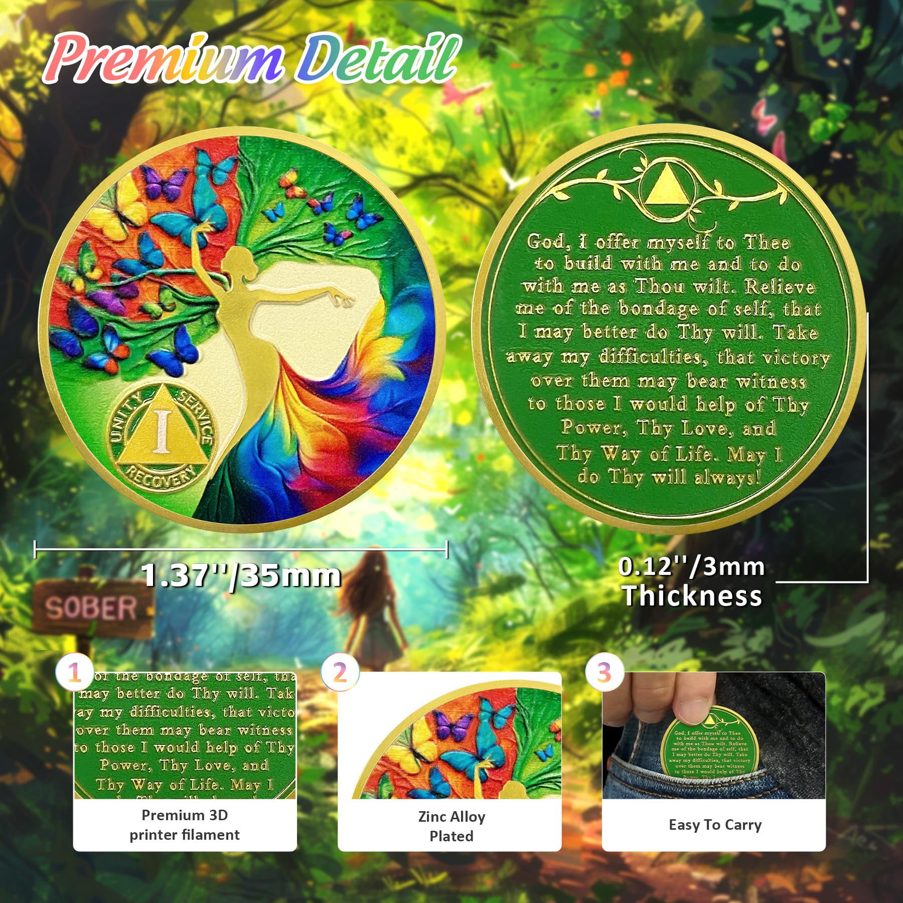 Personalized Artsy Recovery Women Tree of Life Sobriety Coin mysite