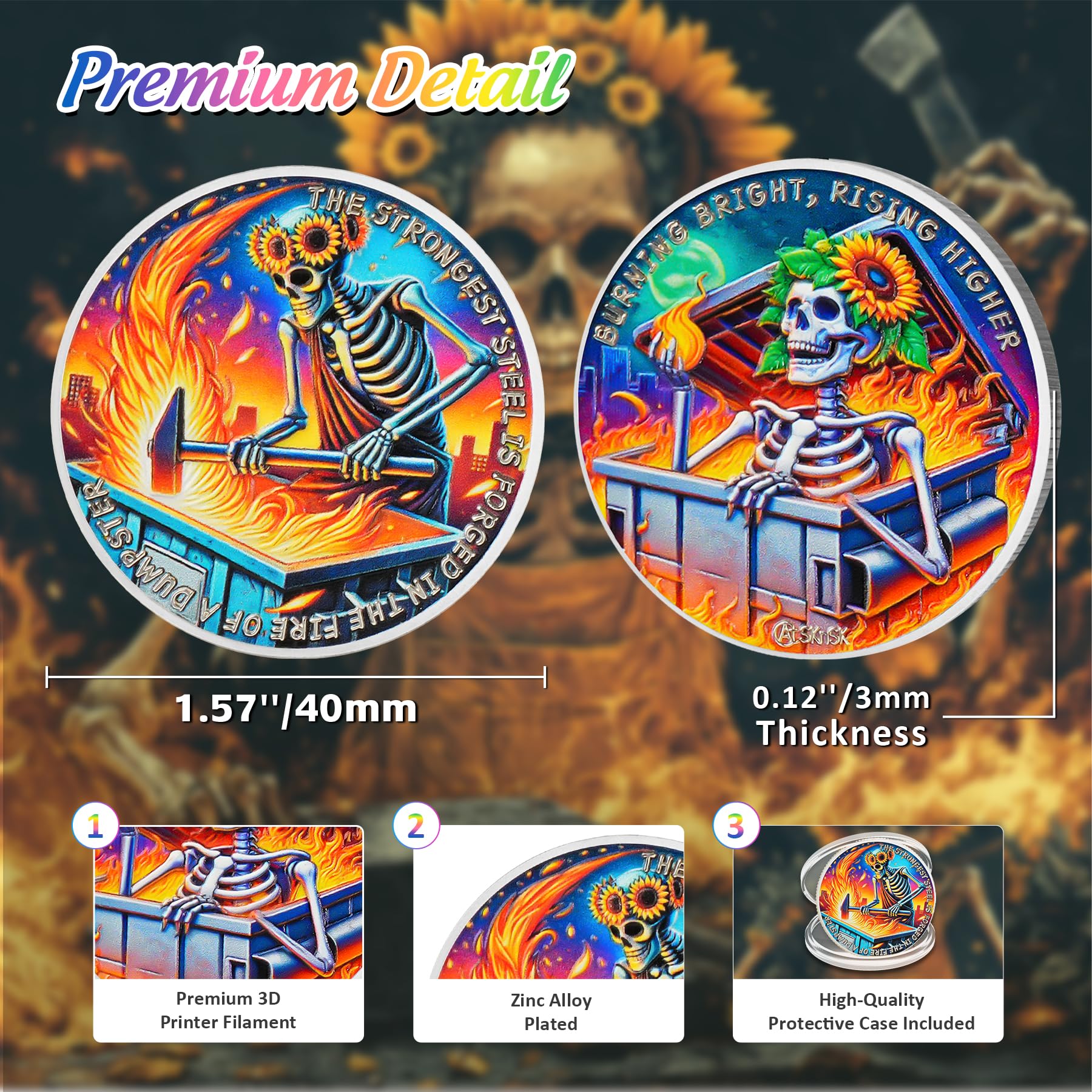 Sunflower Skull Dumpster Fire Challenge Coin mysite
