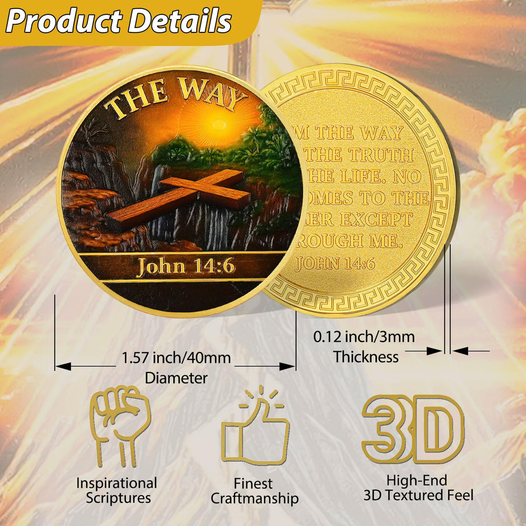 Christian Challenge Coin The Way Coin with John 14:6 Bible Verse mysite