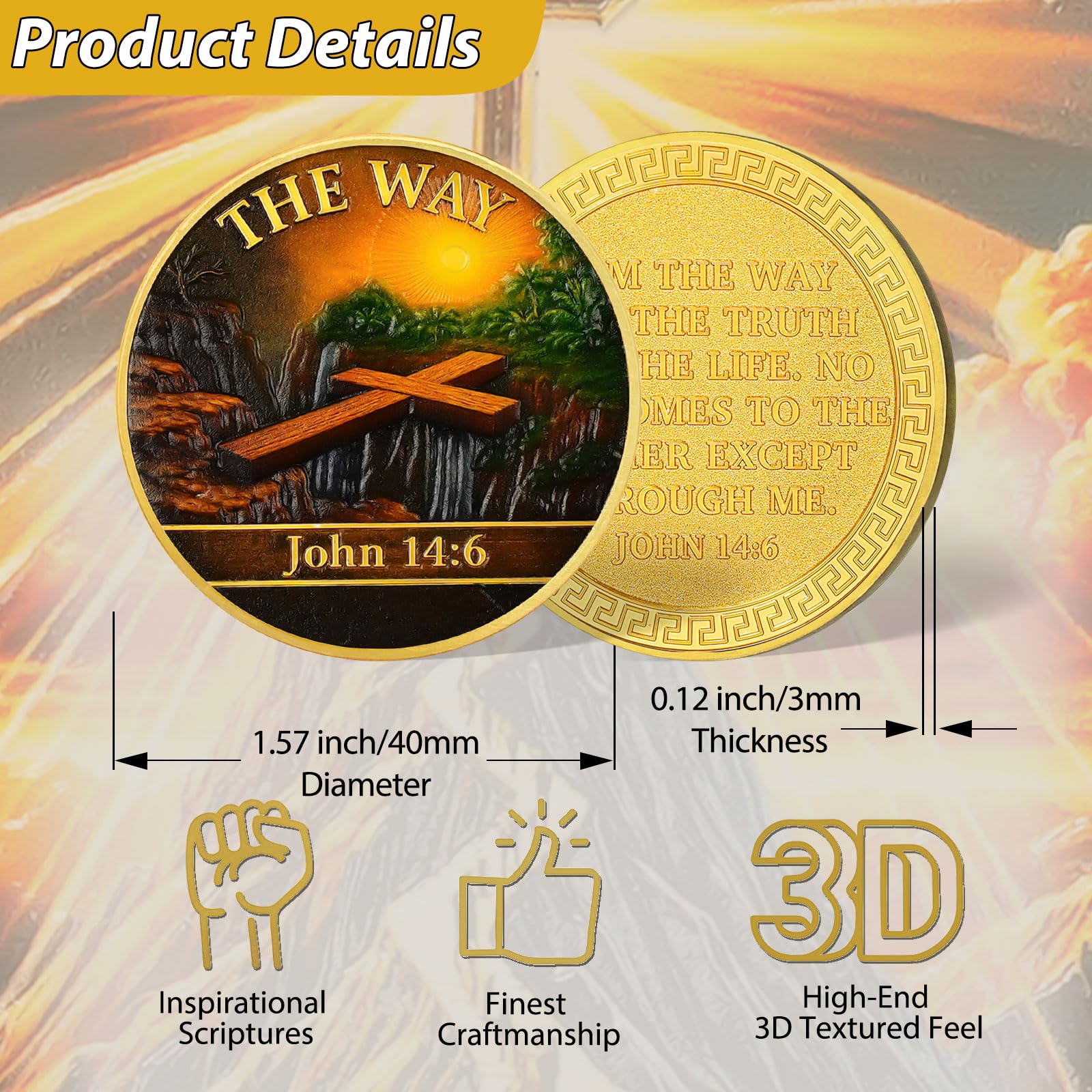Christian Challenge Coin The Way Coin with John 14:6 Bible Verse mysite