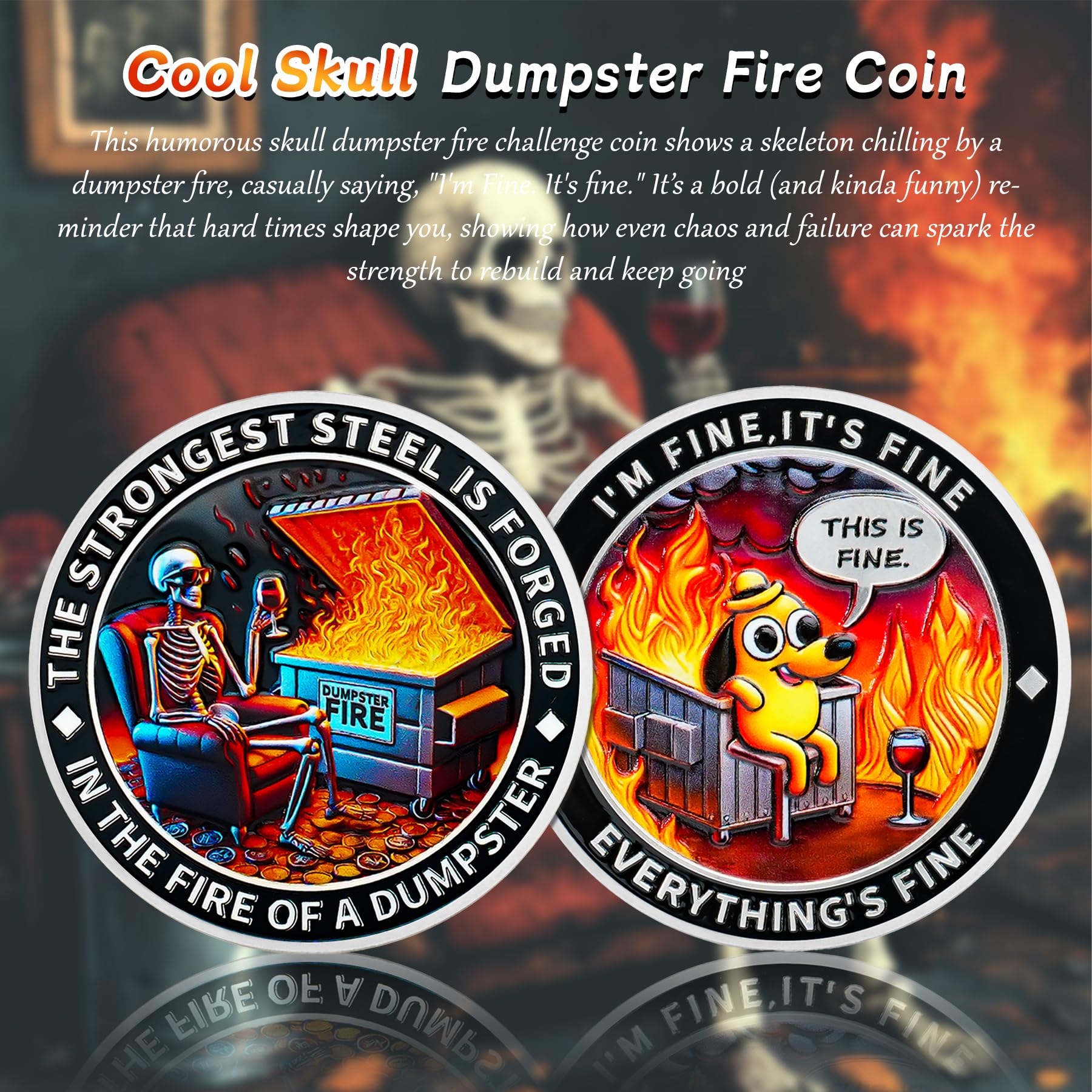 Cool Skull Dumpster Fire Challenge Coin mysite