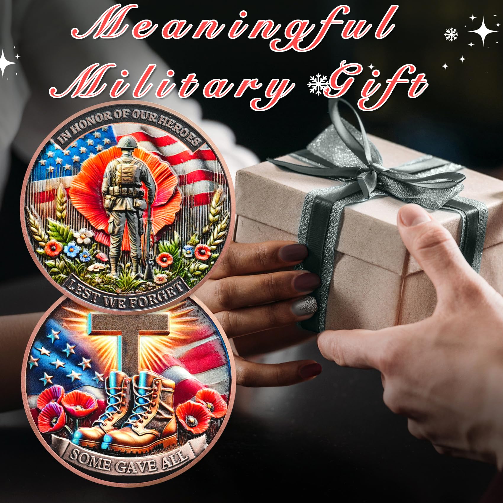 Memorial Coin Honoring Fallen Heroes with Poppy and Cross Veterans Challenge Coins mysite