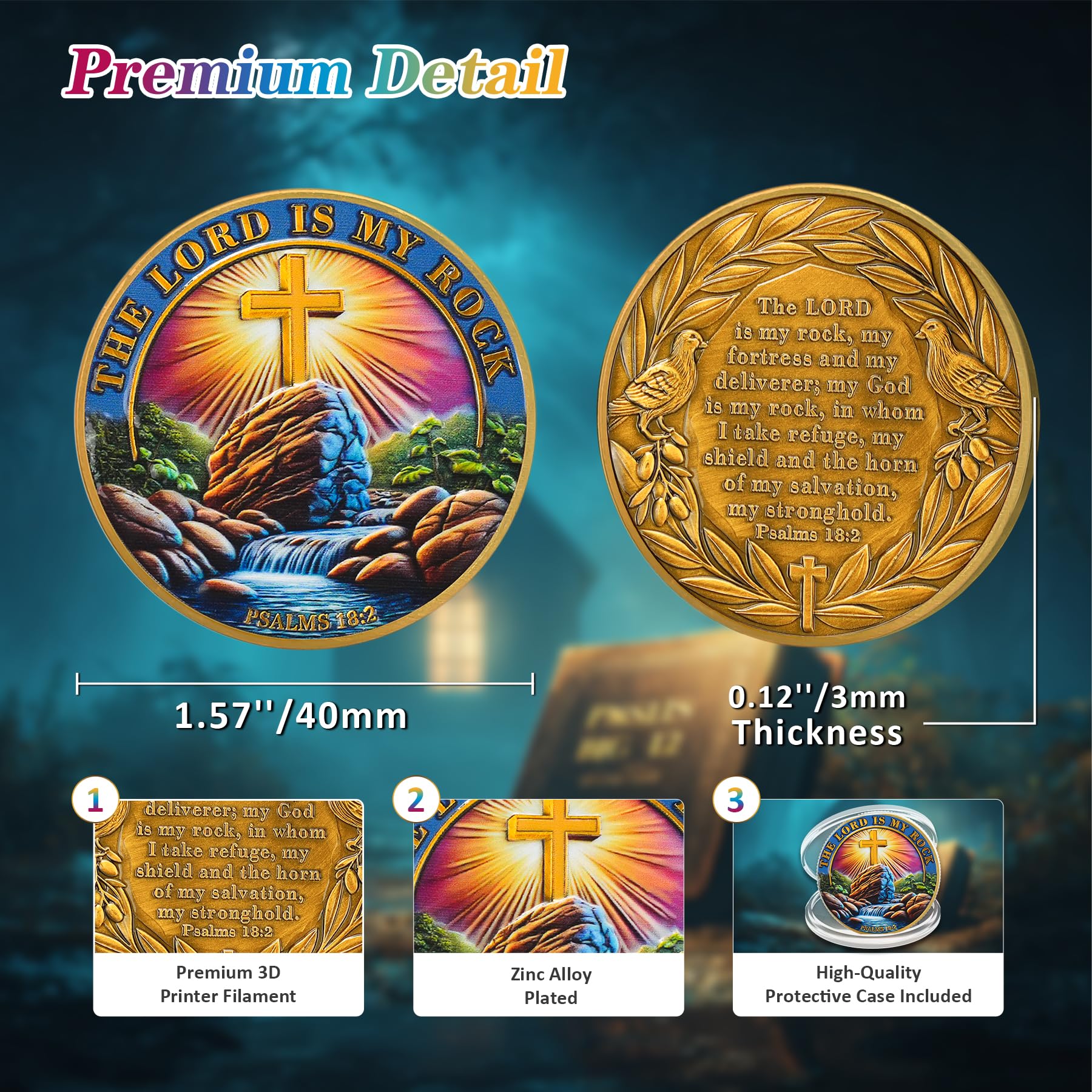 The Lord is My Rock Christian Challenge Coin mysite