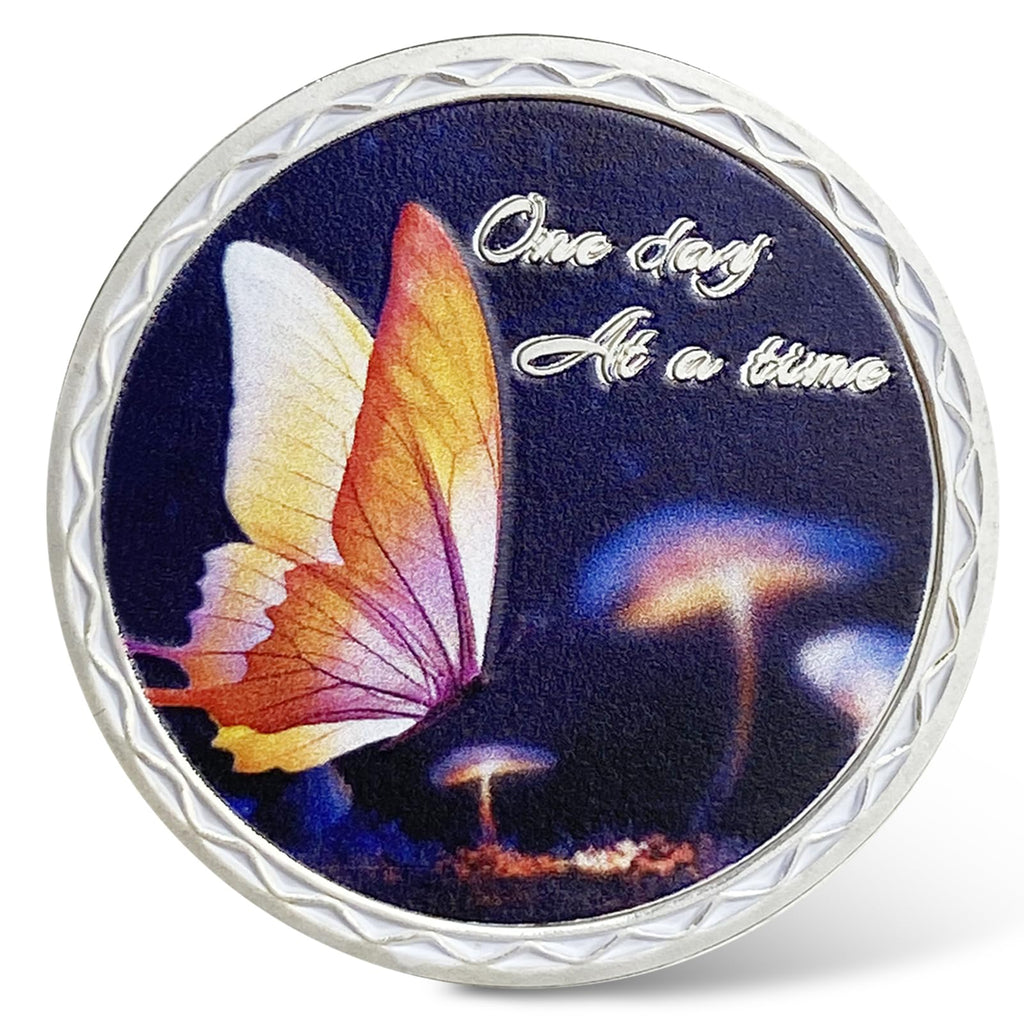 Butterfly Serenity Prayer Chips Addiction Sobriety Coin mysite