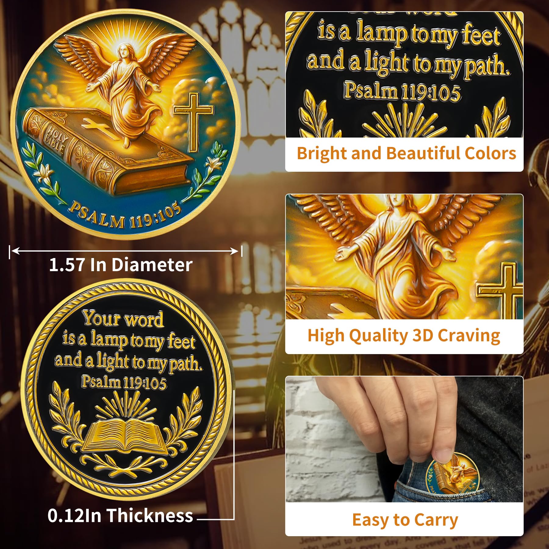 Flying Angels Religious Psalm 119:105 Challenge Coins mysite