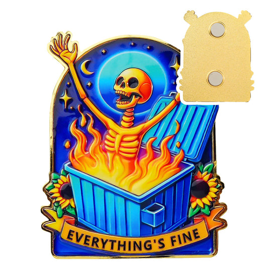 Everything's Fine Skull Emotional Support Dumpster Fire Fridge Magnets mysite