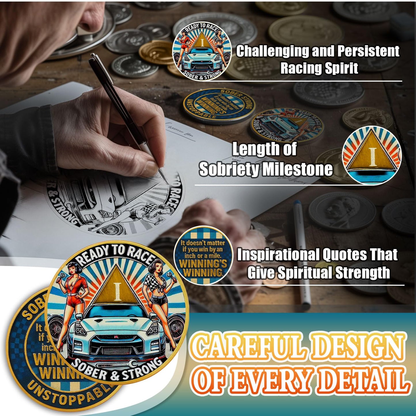 Personalized Ready to Race Race Queen Sobriety Coin mysite