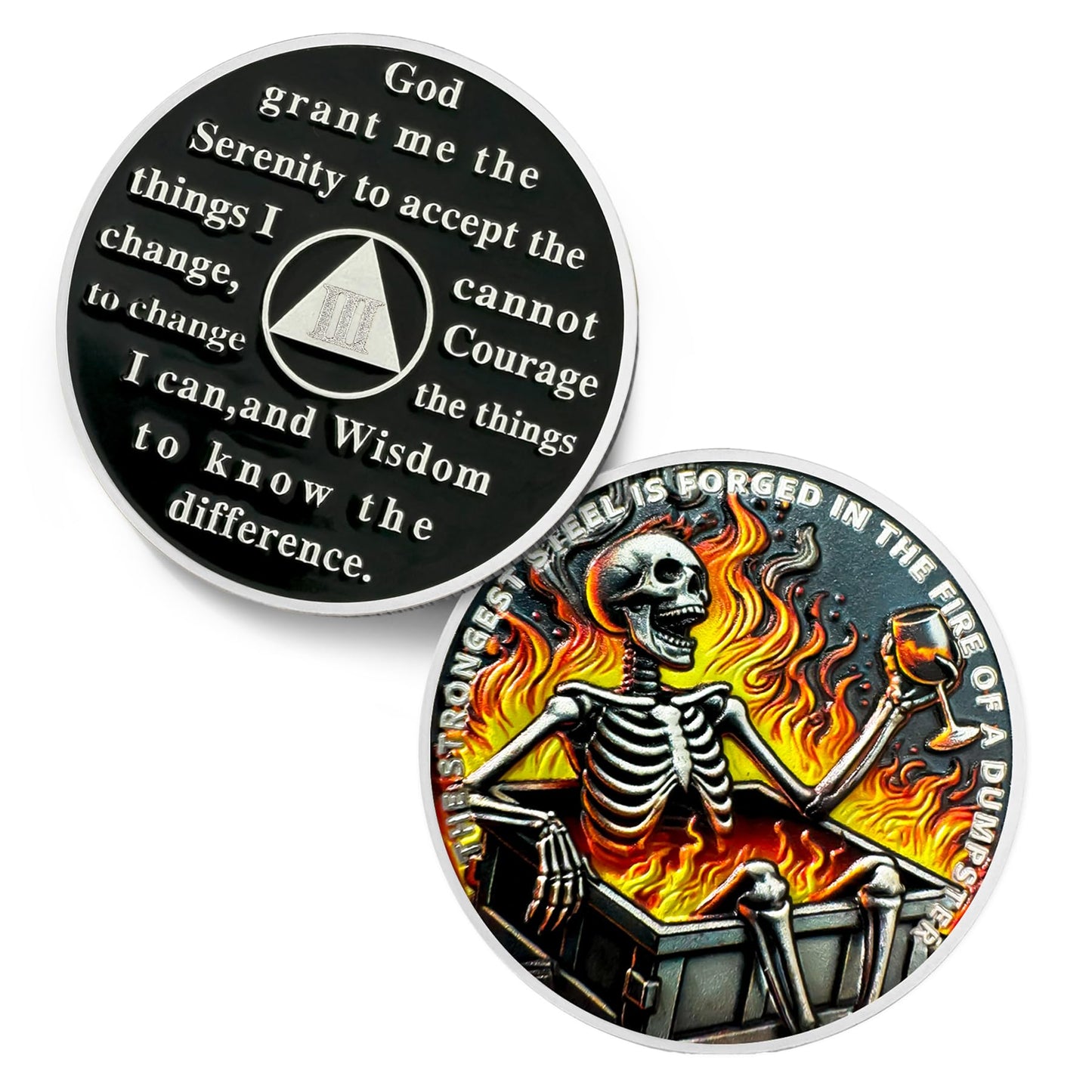 Personalized Dumpster Fire Skull Sobriety Coin mysite