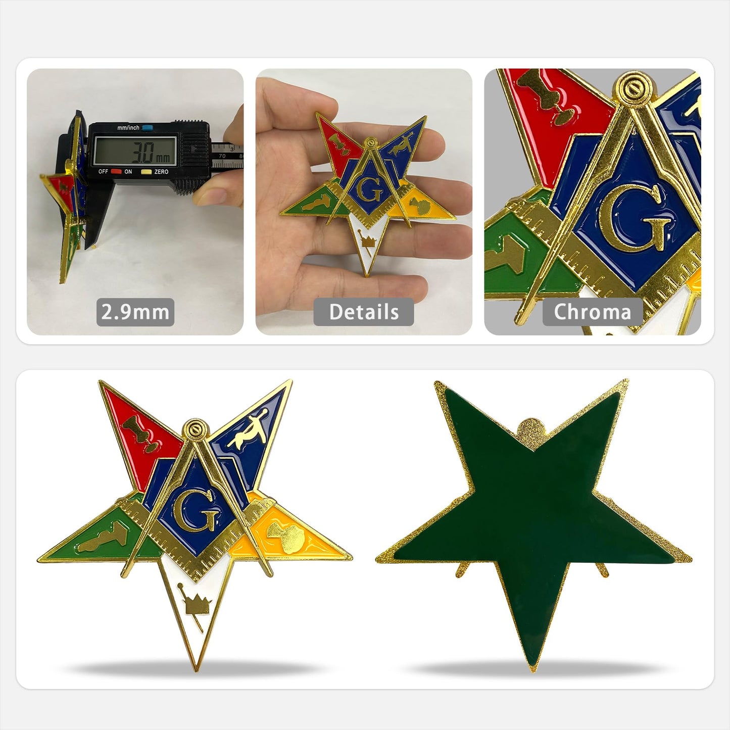 Masonic Pentagram Freemason Collectible Five-Pointed Star Badge Car Emblem mysite