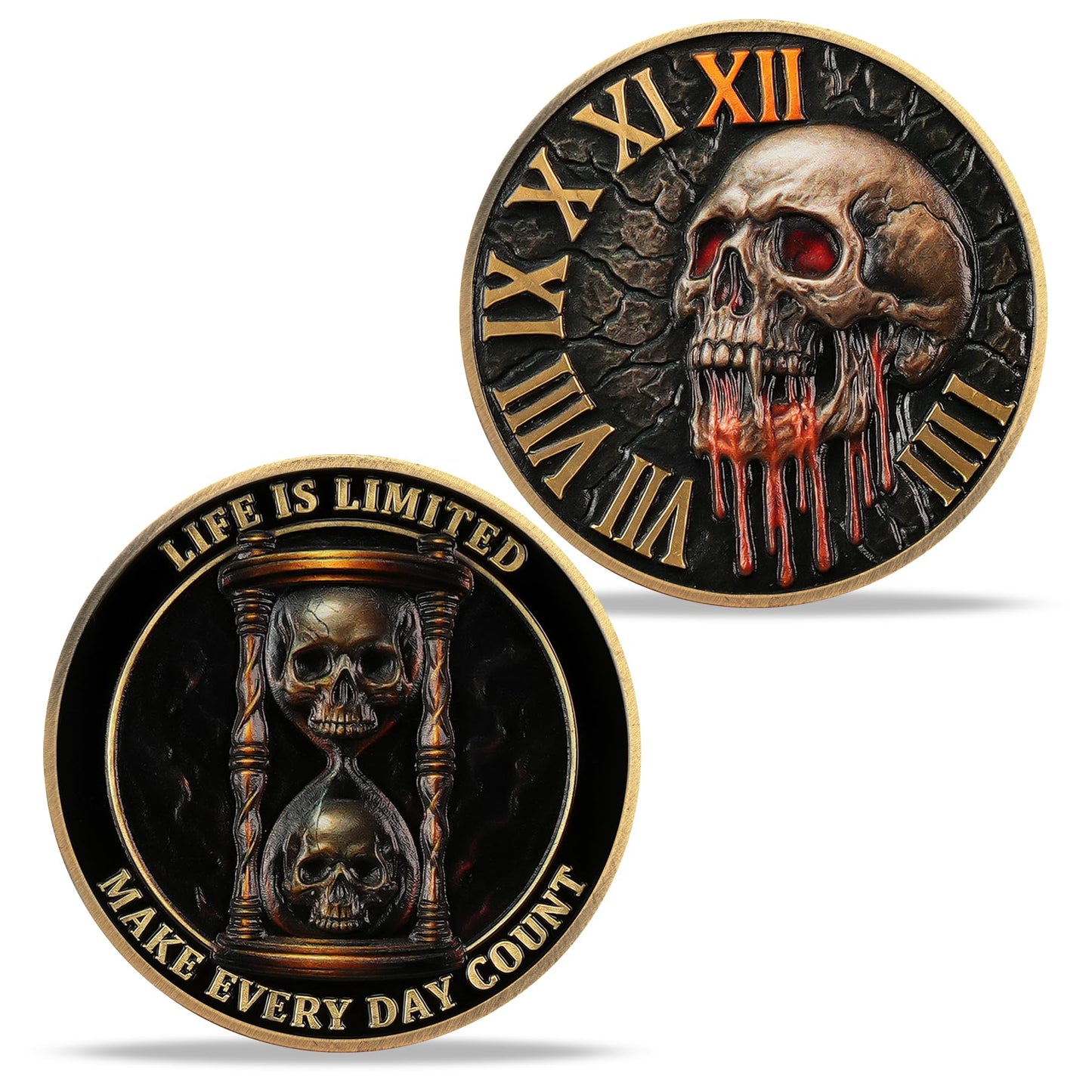Skull & Hourglass Remember You Must Die Memento Mori Coin mysite