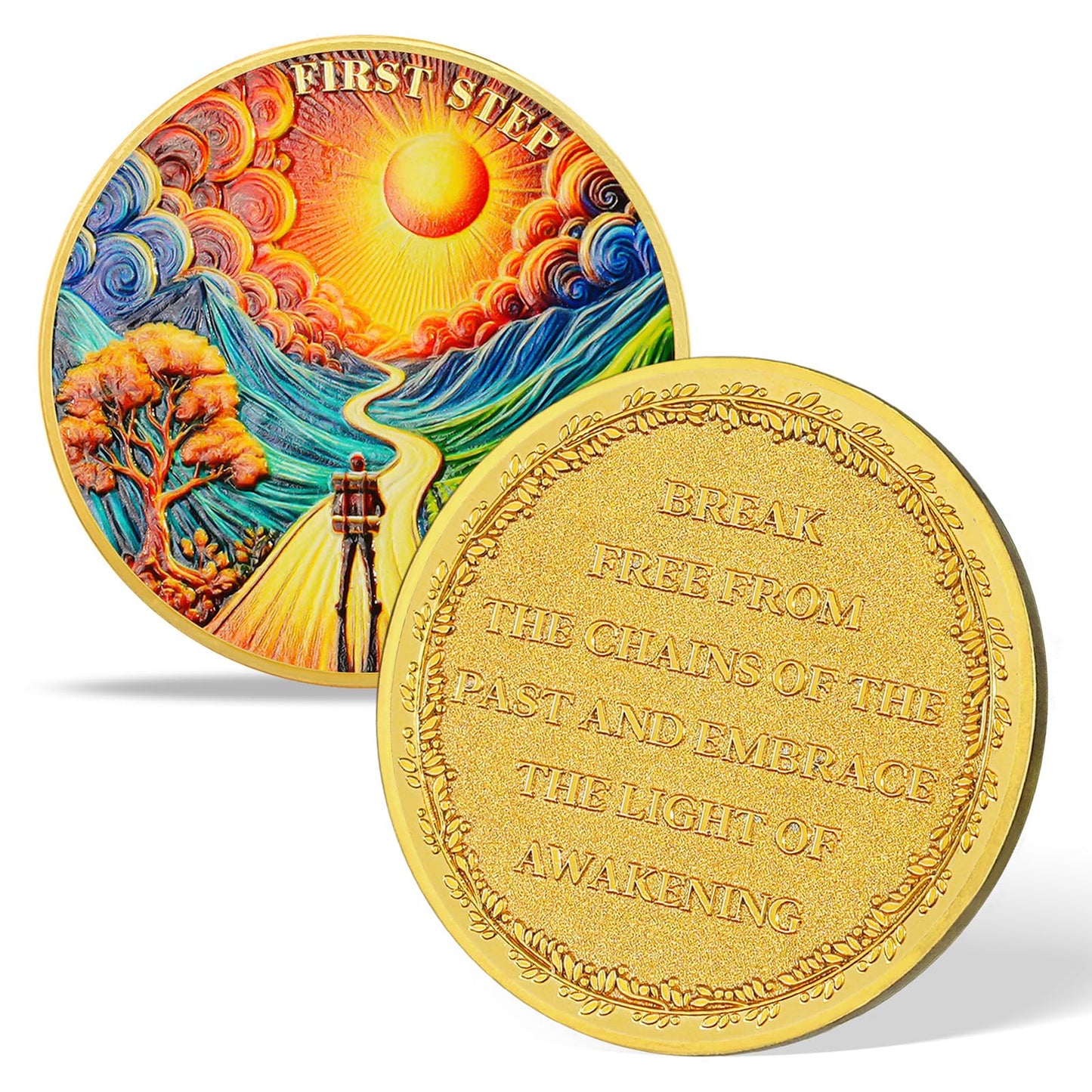 Motivational Recovery Coin Embrace Awakening Transformative Journey toward Personal Growth and Freedom mysite