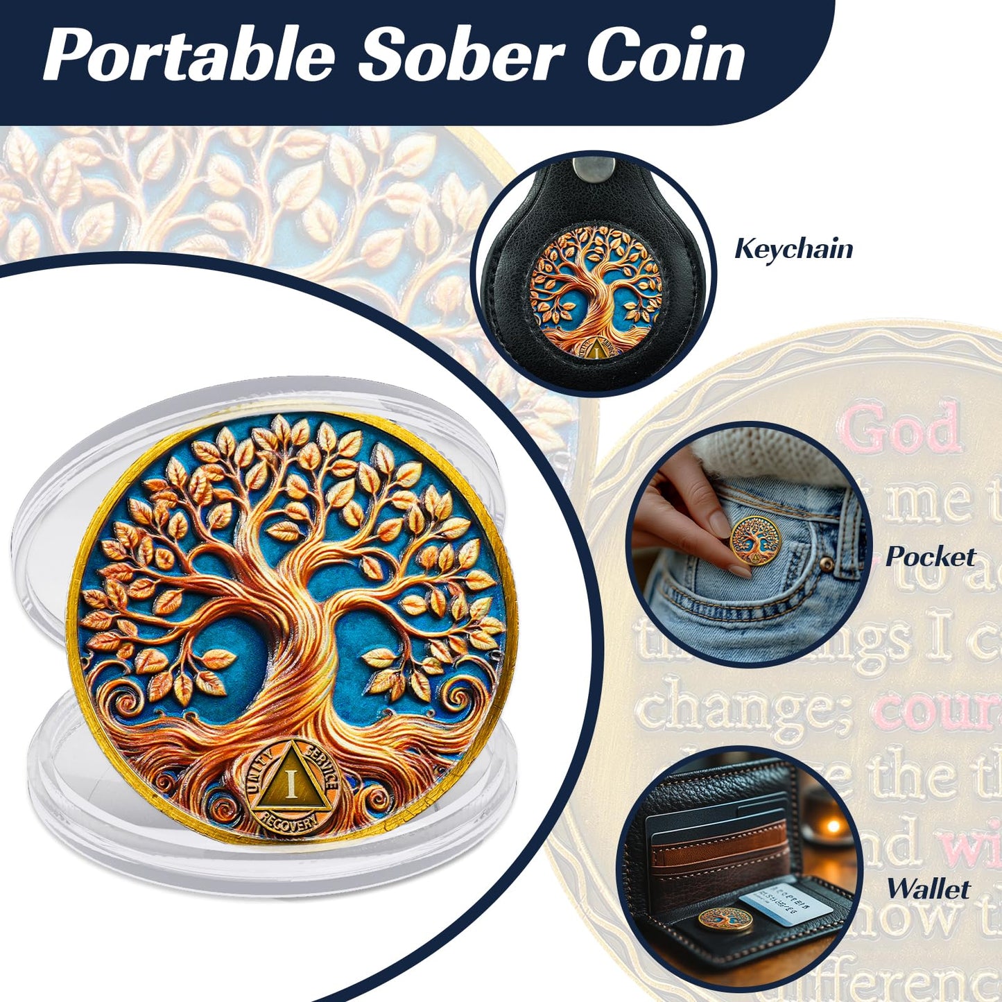 Personalized Recovery & Growth Tree of Life Sobriety Coin mysite
