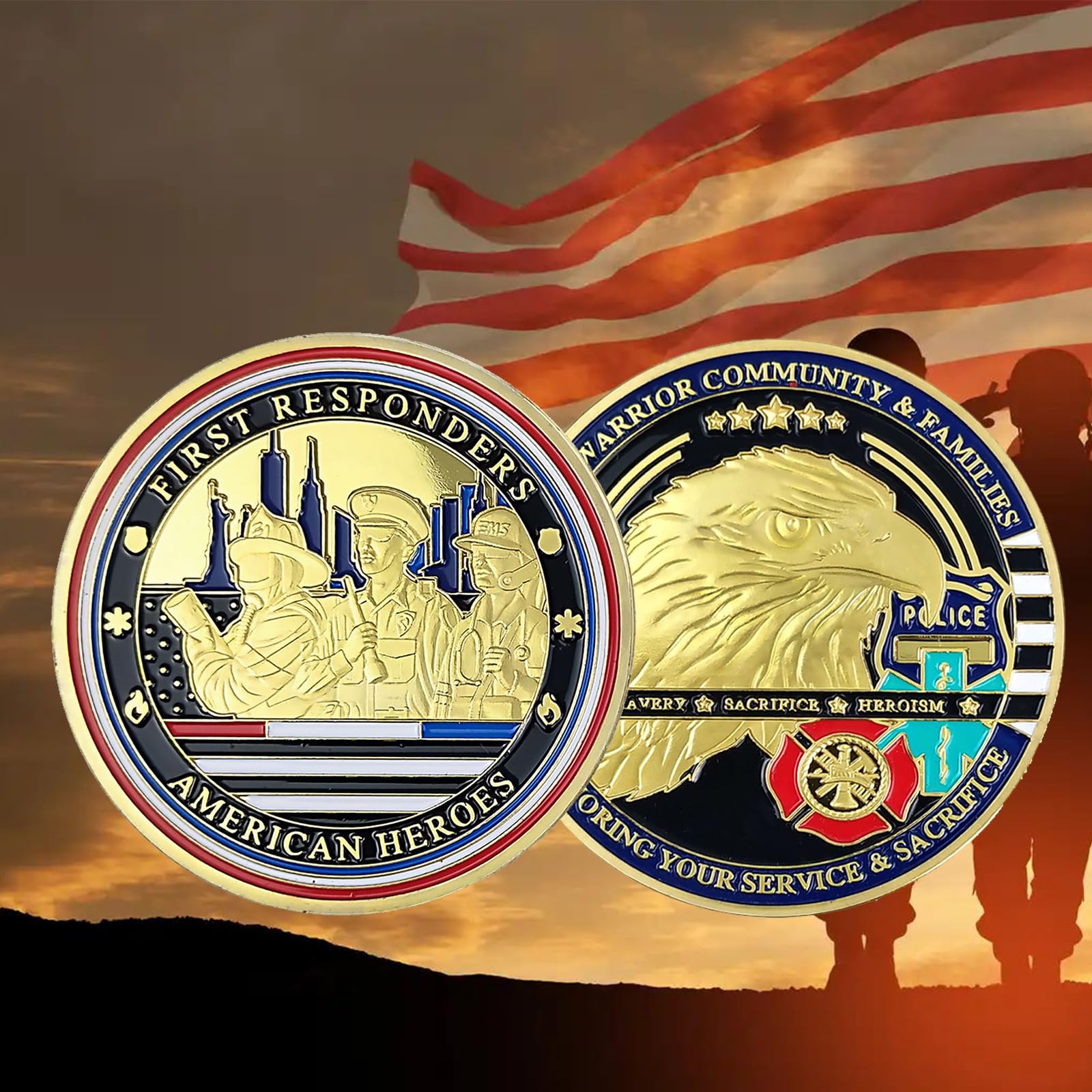 Honor American Heroes EMS Police Firefighter Coin mysite