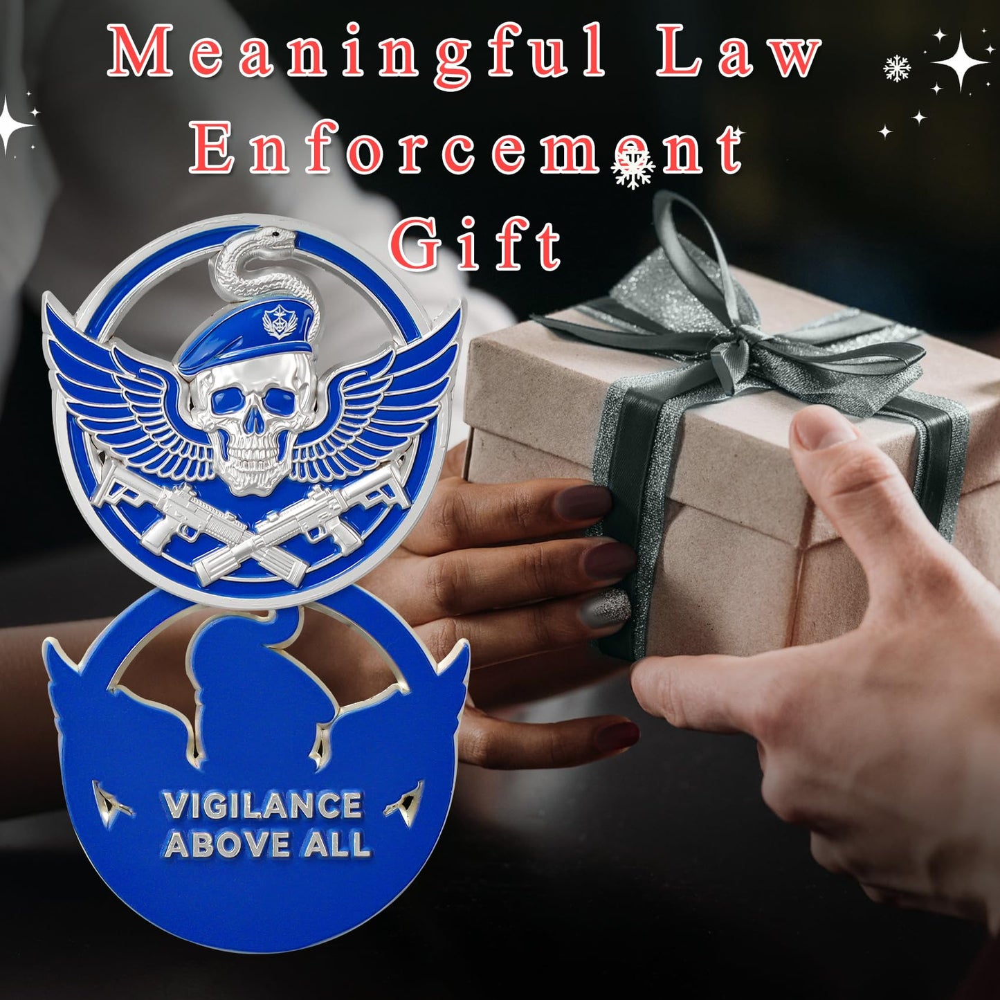 Wings of Vigilance Thin Blue Line Skull Police Challenge Coin mysite