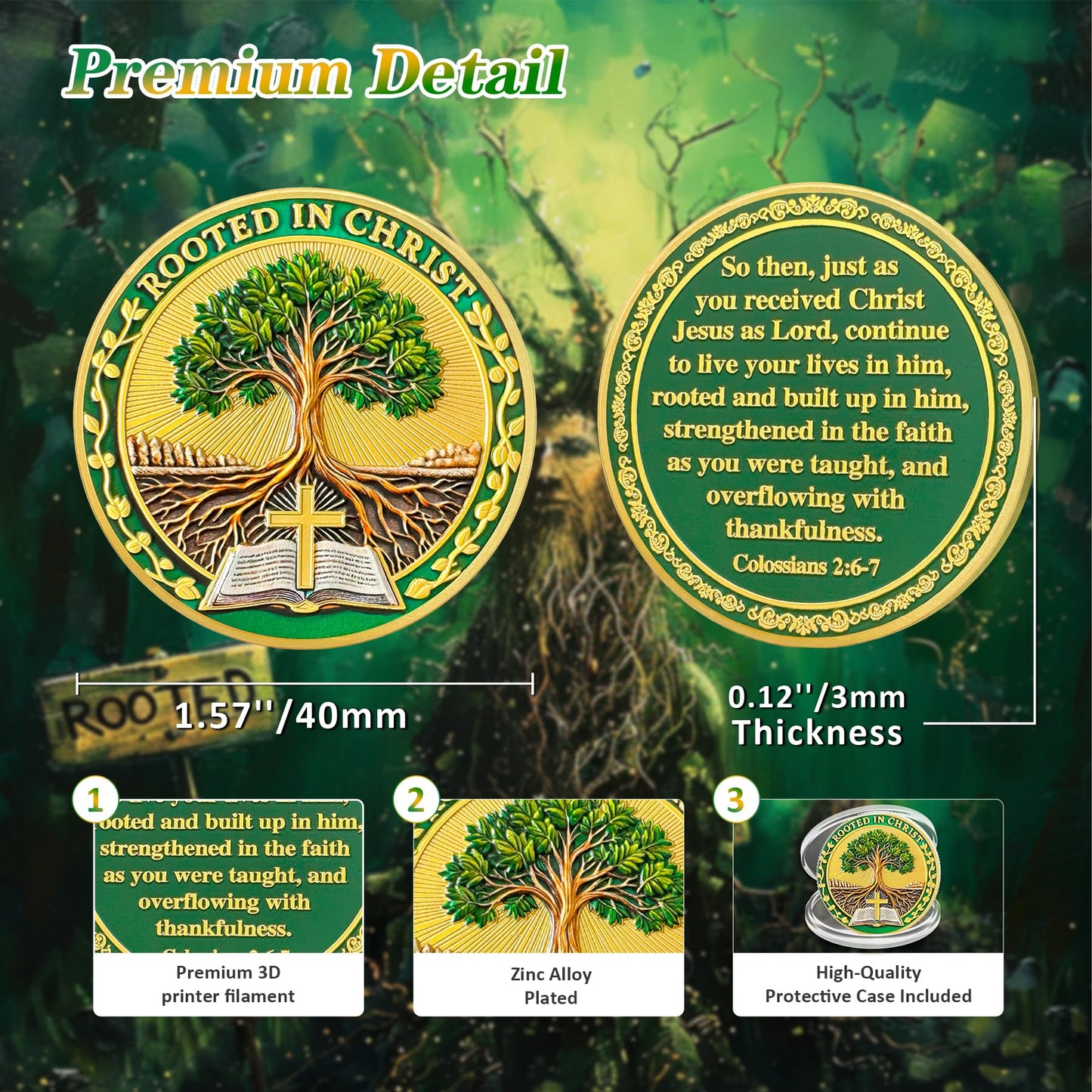 Rooted in Christ Christian Religious Challenge Coin mysite