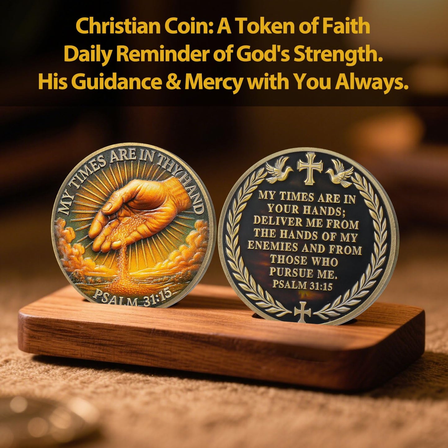 Time in God's Hands with Psalm 31:15 Tokenara Christian Challenge Coin mysite