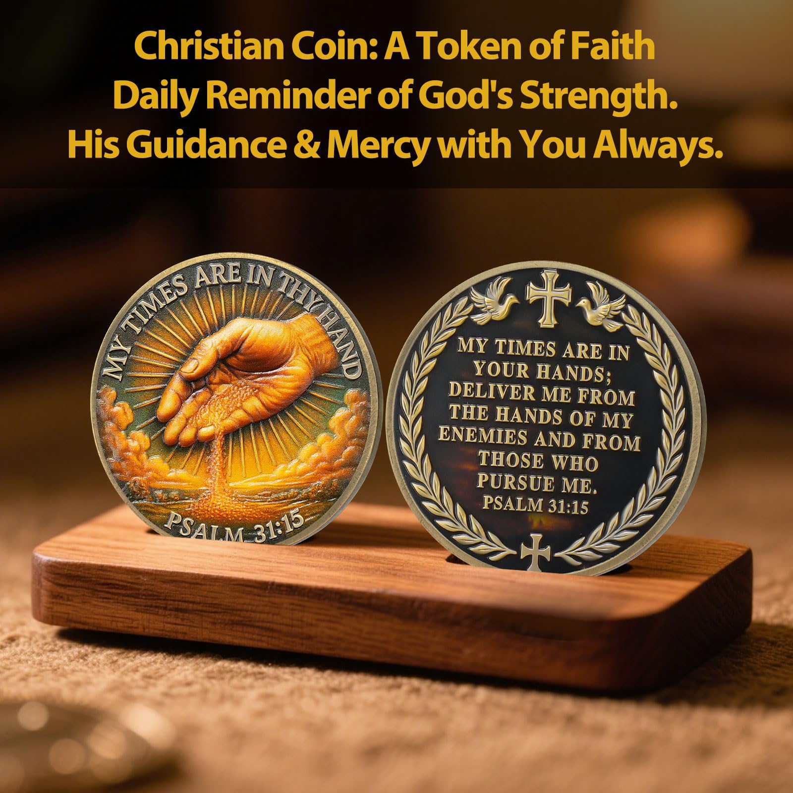 Time in God's Hands with Psalm 31:15 Tokenara Christian Challenge Coin mysite