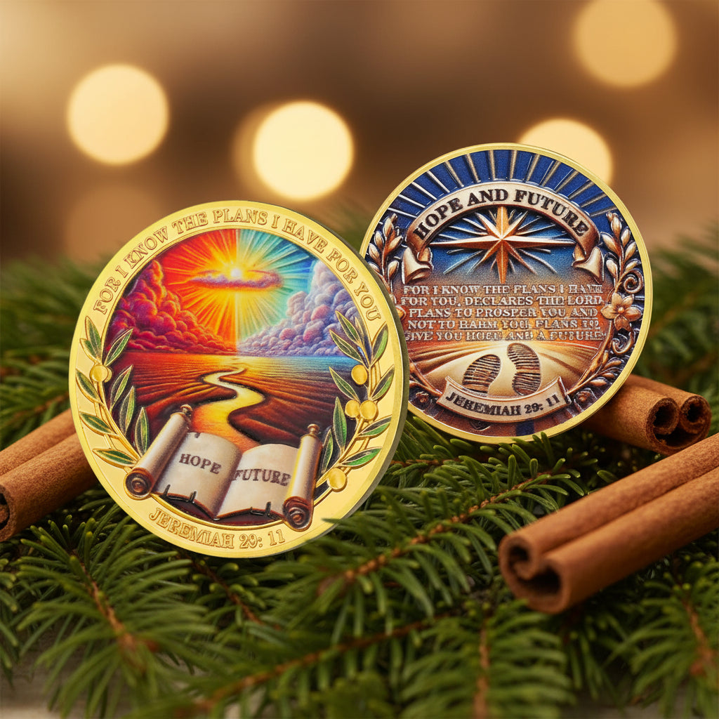 Hope and Future Bible Verse Christian Challenge Coin with Jeremiah 29:11 mysite