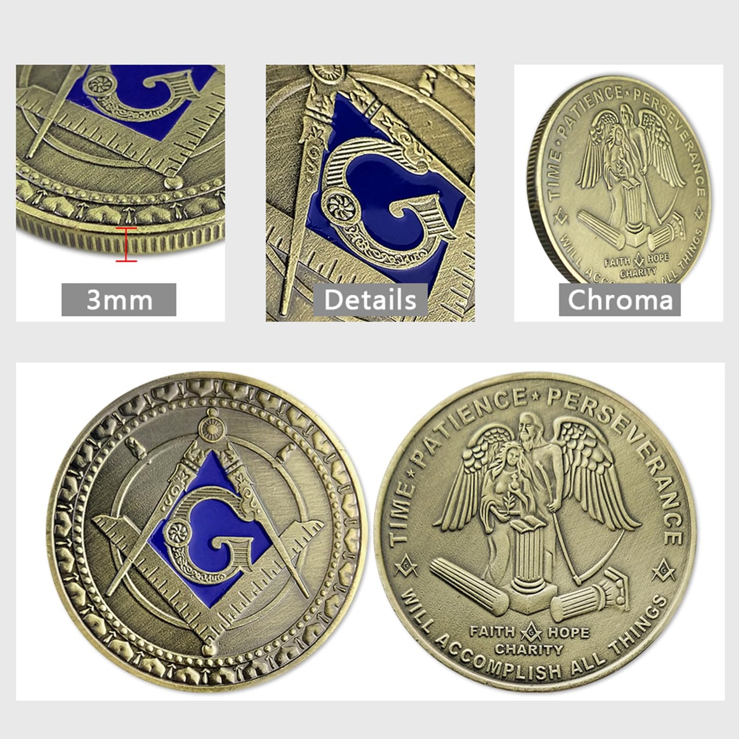 Freemason Symbol with Square & Compass Masonic Challenge Coin mysite