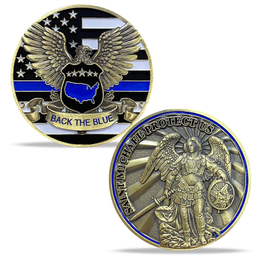 Saint Michael Police Challenge Coin Thin Blue Line Coin mysite