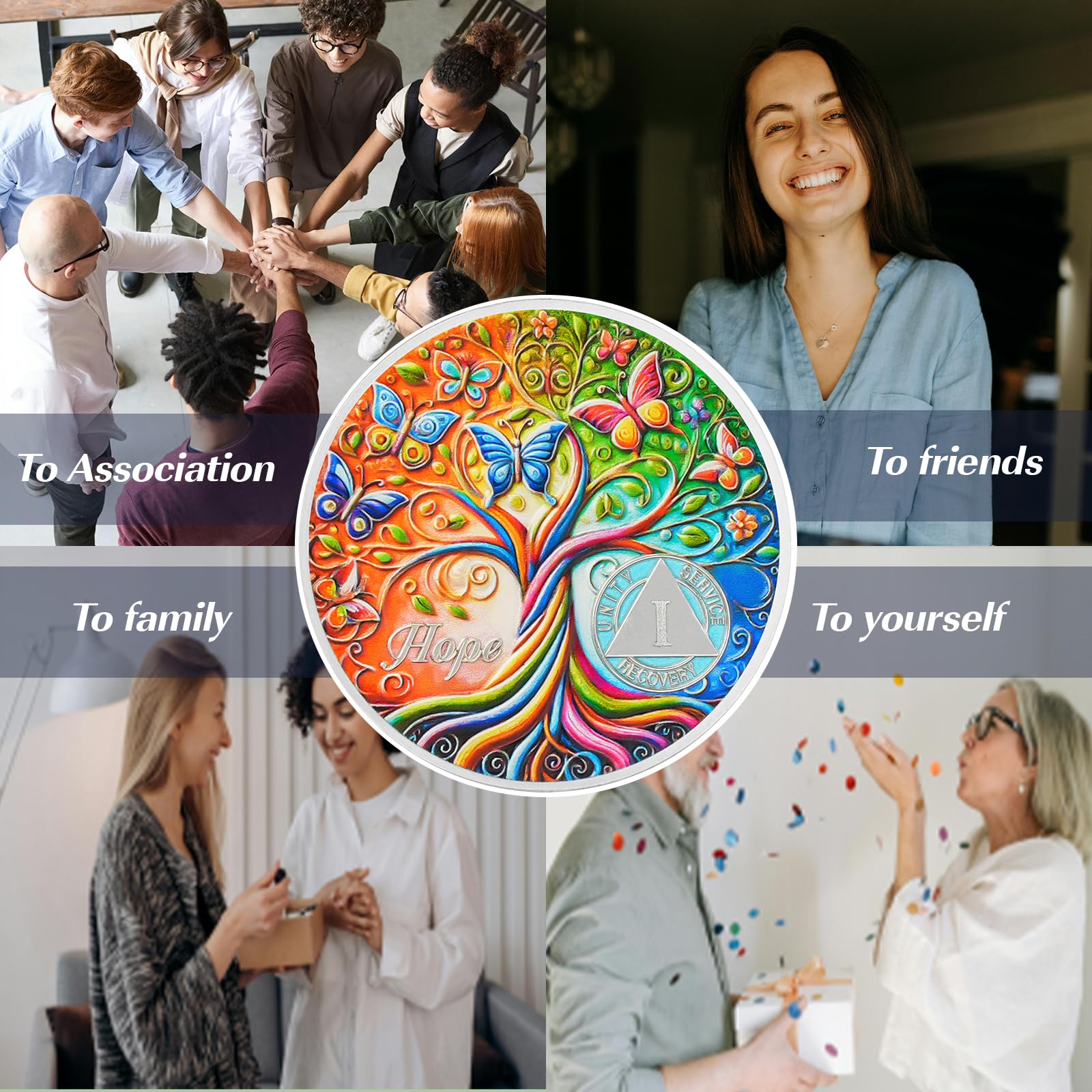 Personalized Tree of Life Golden Hope Sobriety Coin mysite