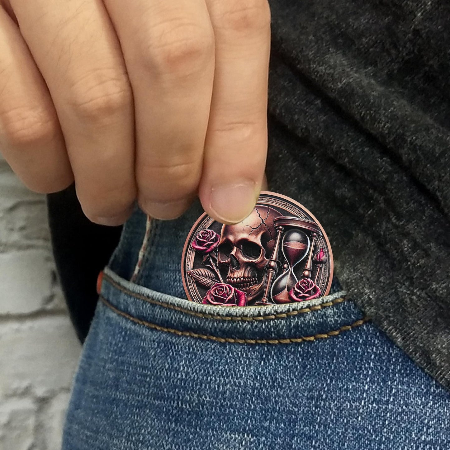 Tempus Fugit Inspirational Stoicism Memento Mori Coin Skull Challenge Coins mysite