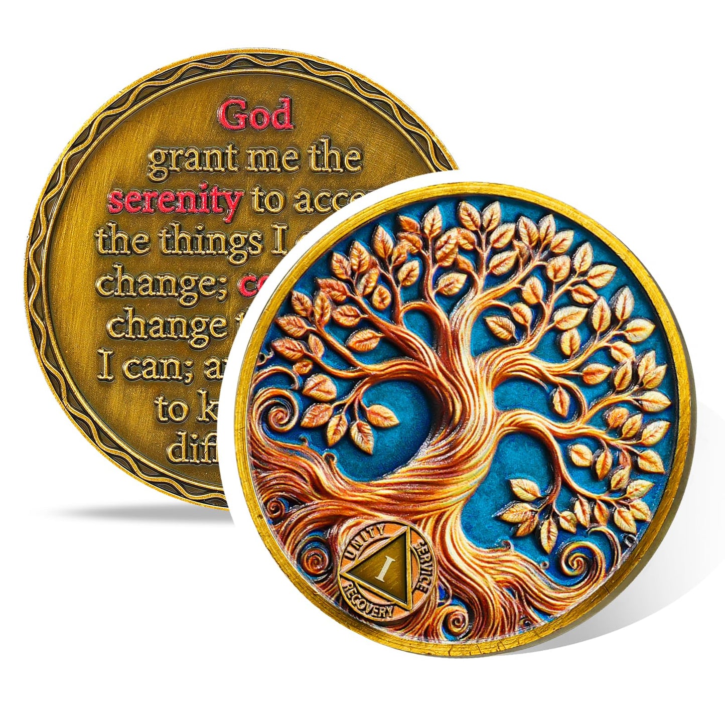 Personalized Recovery & Growth Tree of Life Sobriety Coin mysite