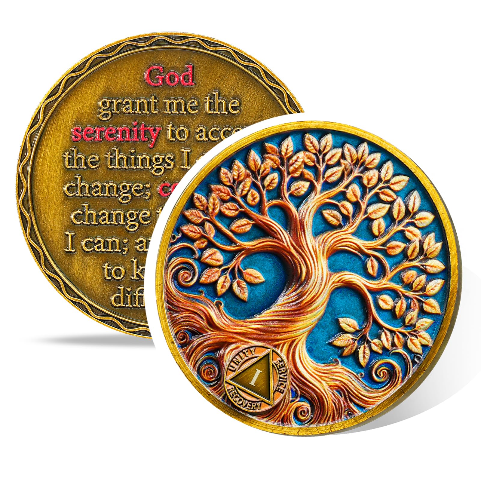 Personalized Recovery & Growth Tree of Life Sobriety Coin mysite