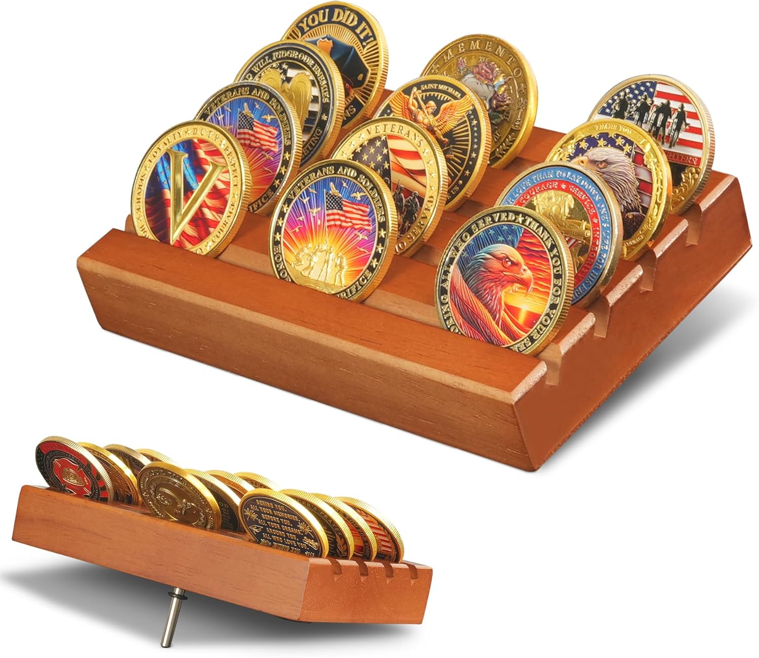 4 Rows Wooden Coin Display mysite