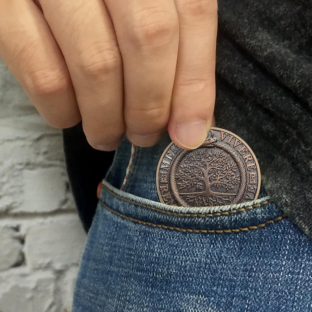 Tree of Life Skull Tempus Fugit Stoic Reminder Memento Mori Vivere Coin mysite