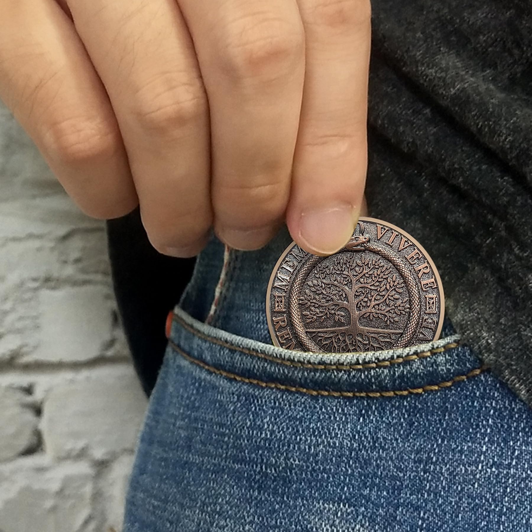 Tree of Life Skull Tempus Fugit Stoic Reminder Memento Mori Vivere Coin mysite