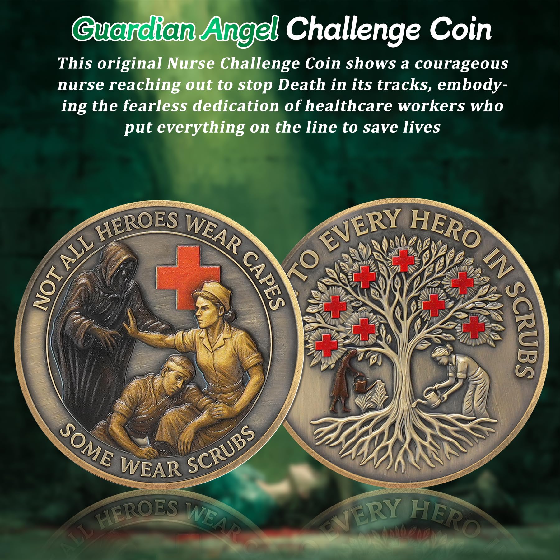 Guardian Angel Nurse EMT Tree of Life Nurses Prayer Challenge Coin mysite