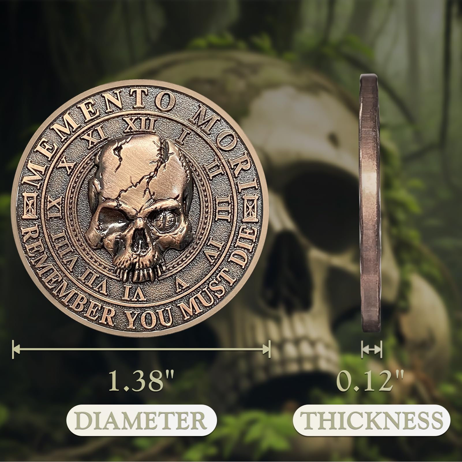 Tree of Life Skull Tempus Fugit Stoic Reminder Memento Mori Vivere Coin mysite