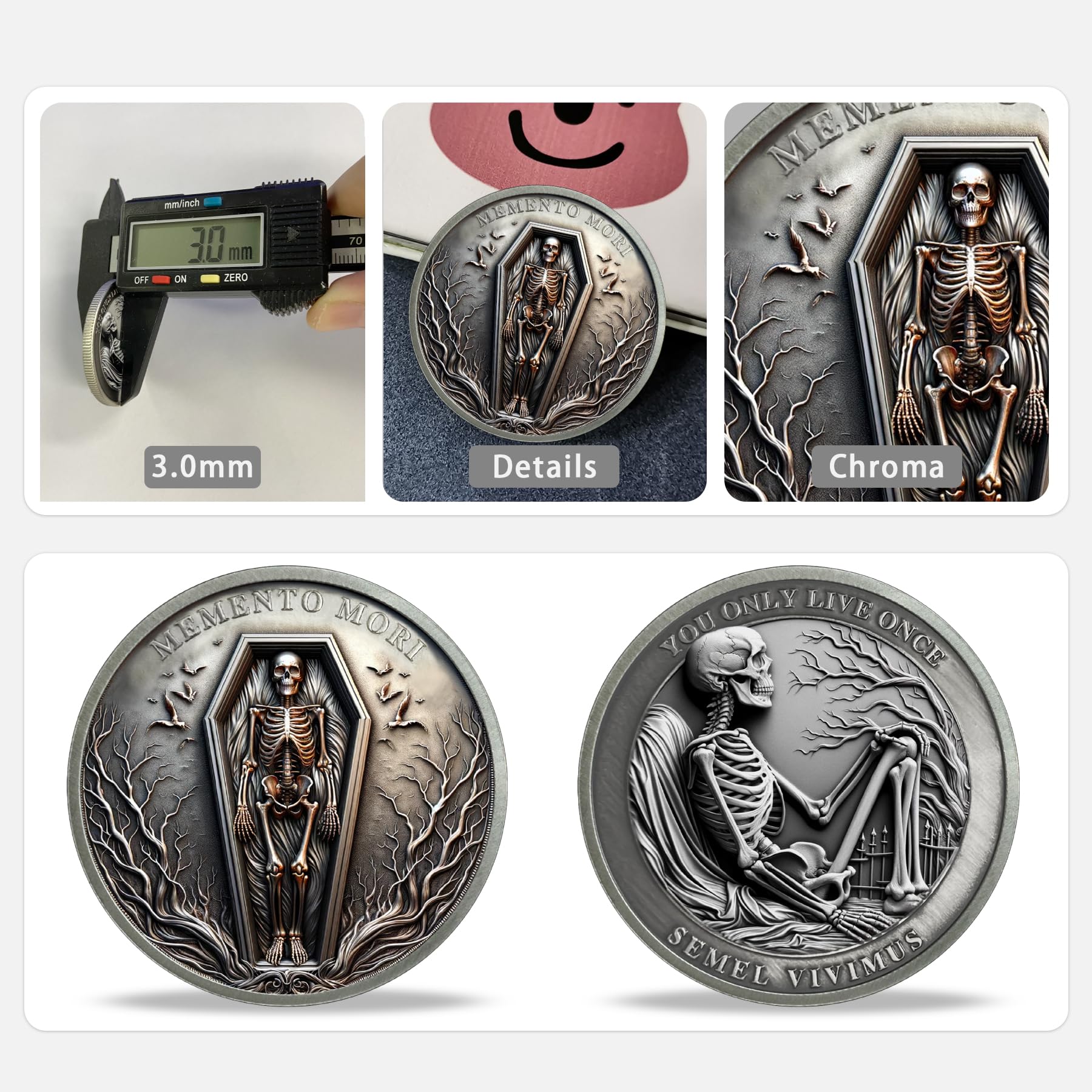 You Only Live Once Momento Mori Skull Coin mysite