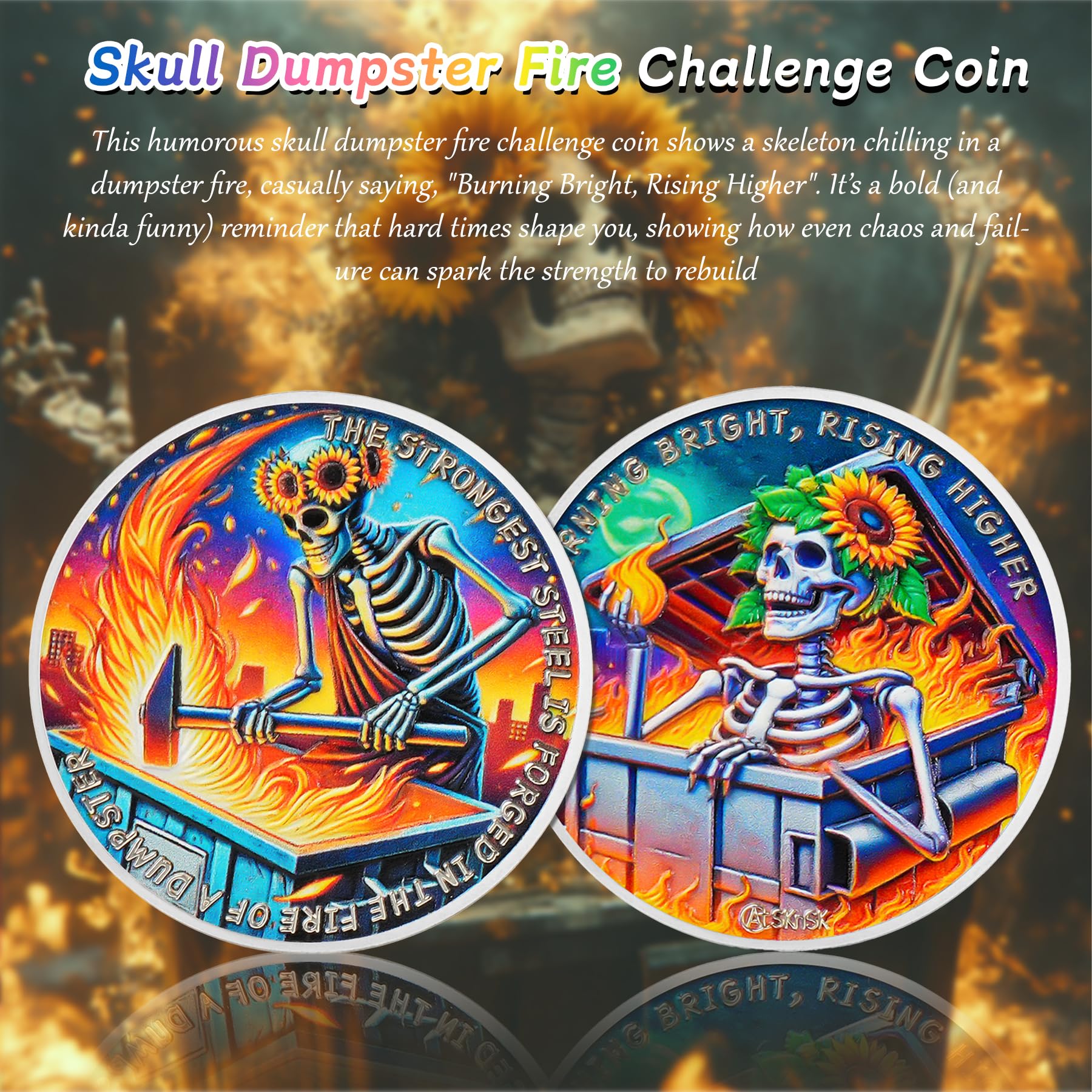 Sunflower Skull Dumpster Fire Challenge Coin mysite