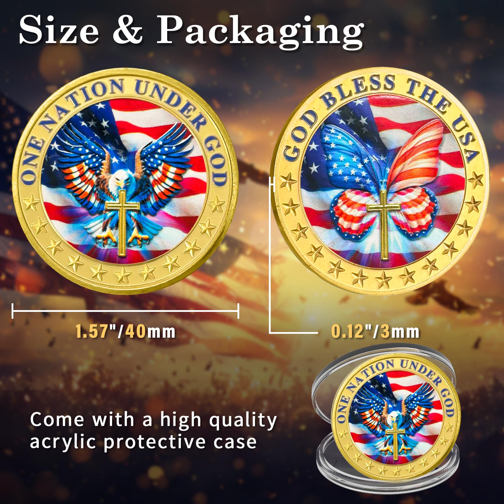 Veteran Faith Christian God Bless The USA Military  Challenge Coins mysite