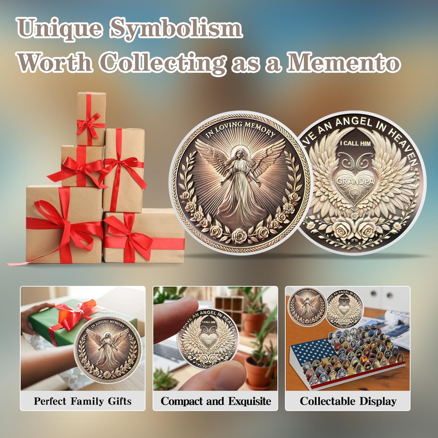 I Have an Angel in Heaven I Call Him Grandpa MemorialChallenge Coins mysite