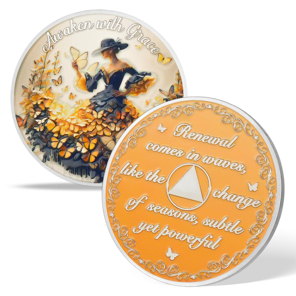 Fall Leaves & Serenity Girl Autumn Sobriety Coin mysite