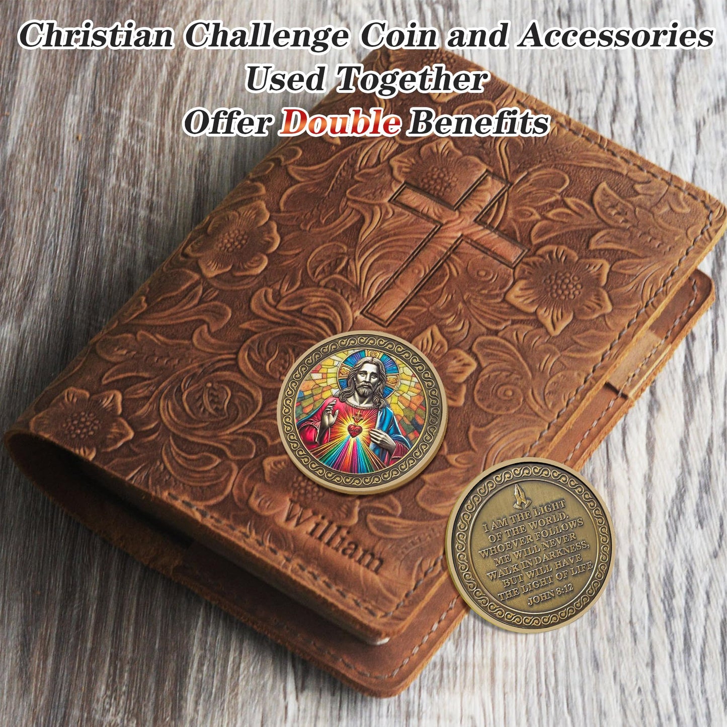 Original Sacred Heart Christian opper John 8:12 Jesus Religious Challenge Coin mysite