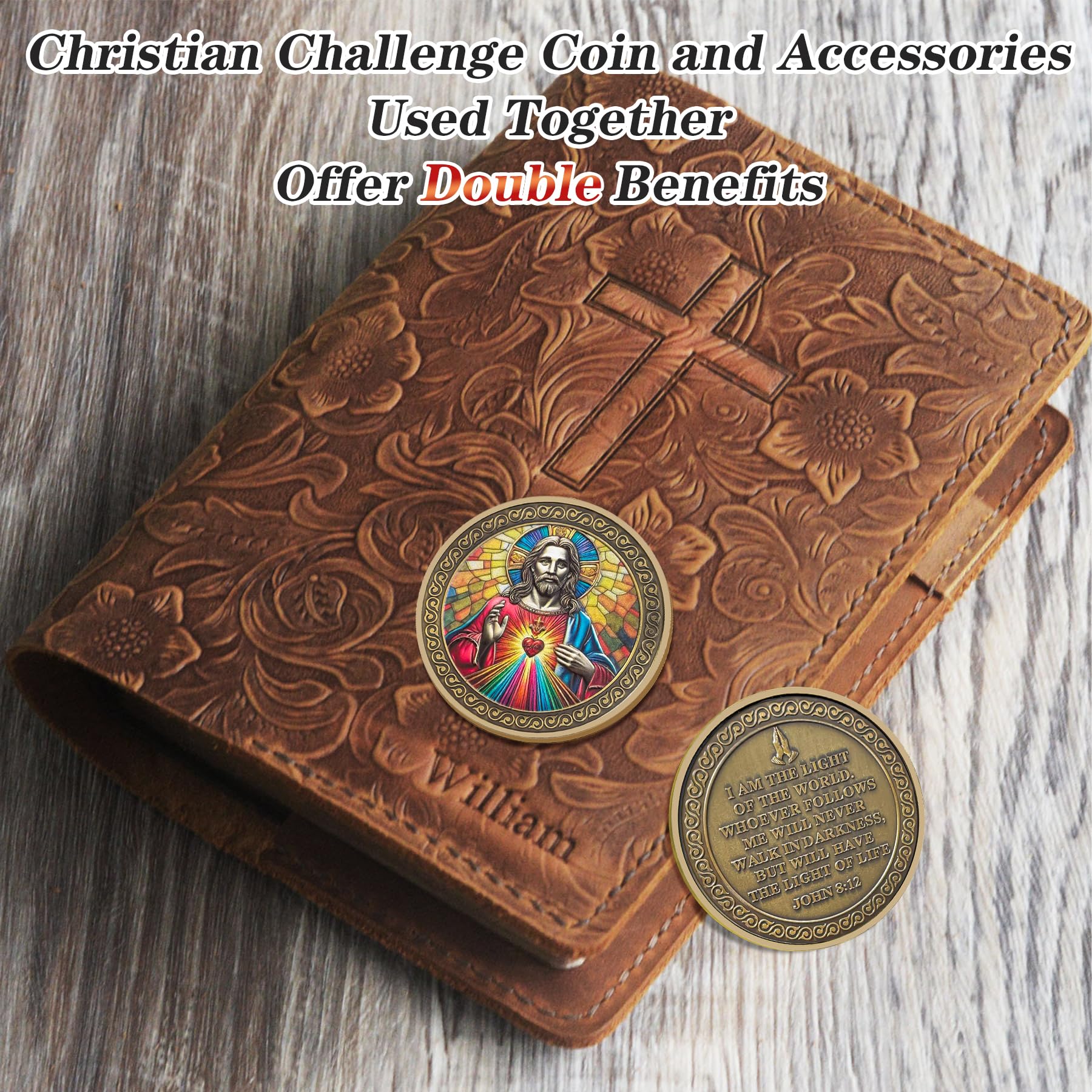 Original Sacred Heart Christian opper John 8:12 Jesus Religious Challenge Coin mysite