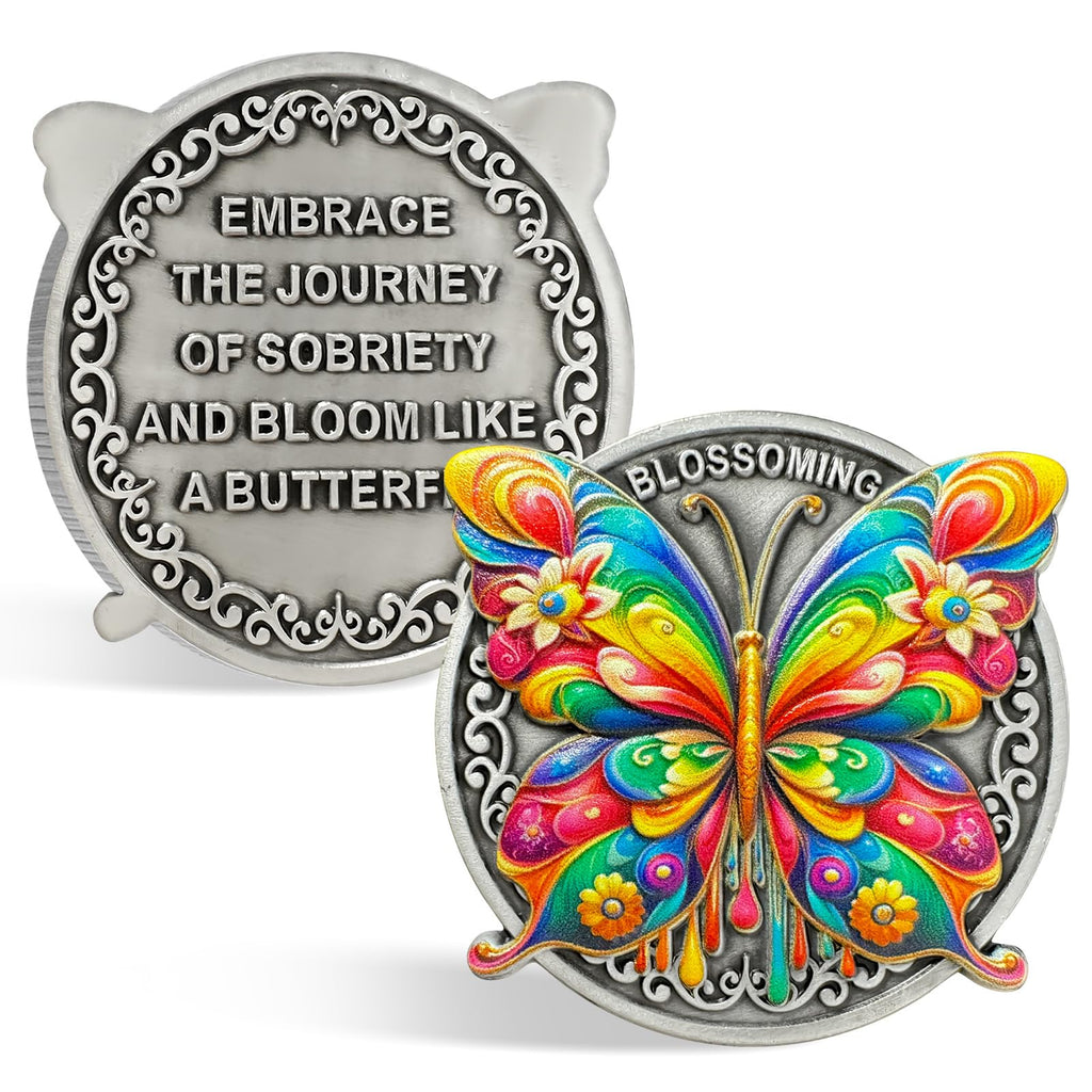 Colorful Butterfly Sobriety Coin mysite