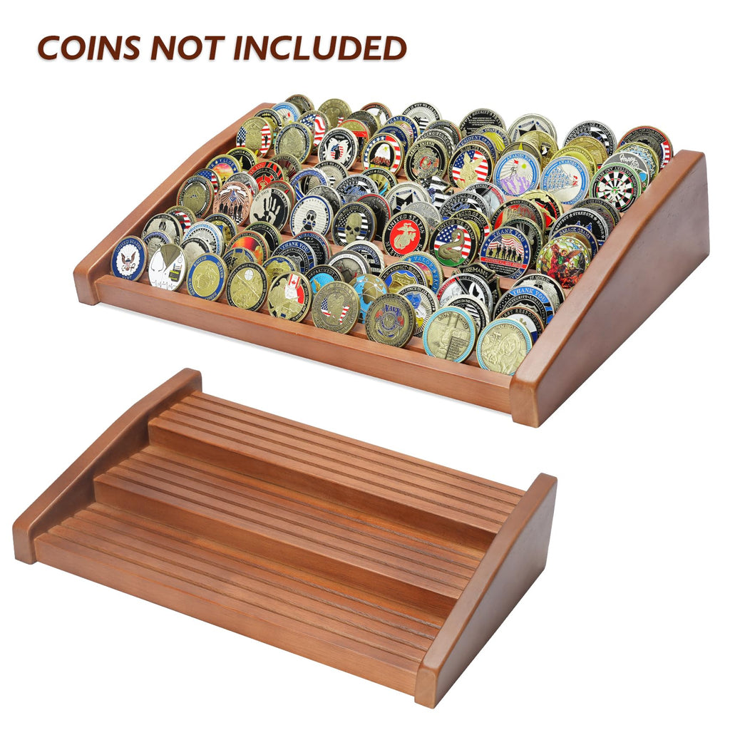 12 Rows Solid Wood  Coin Display Stand Holds 90-100 Coins mysite