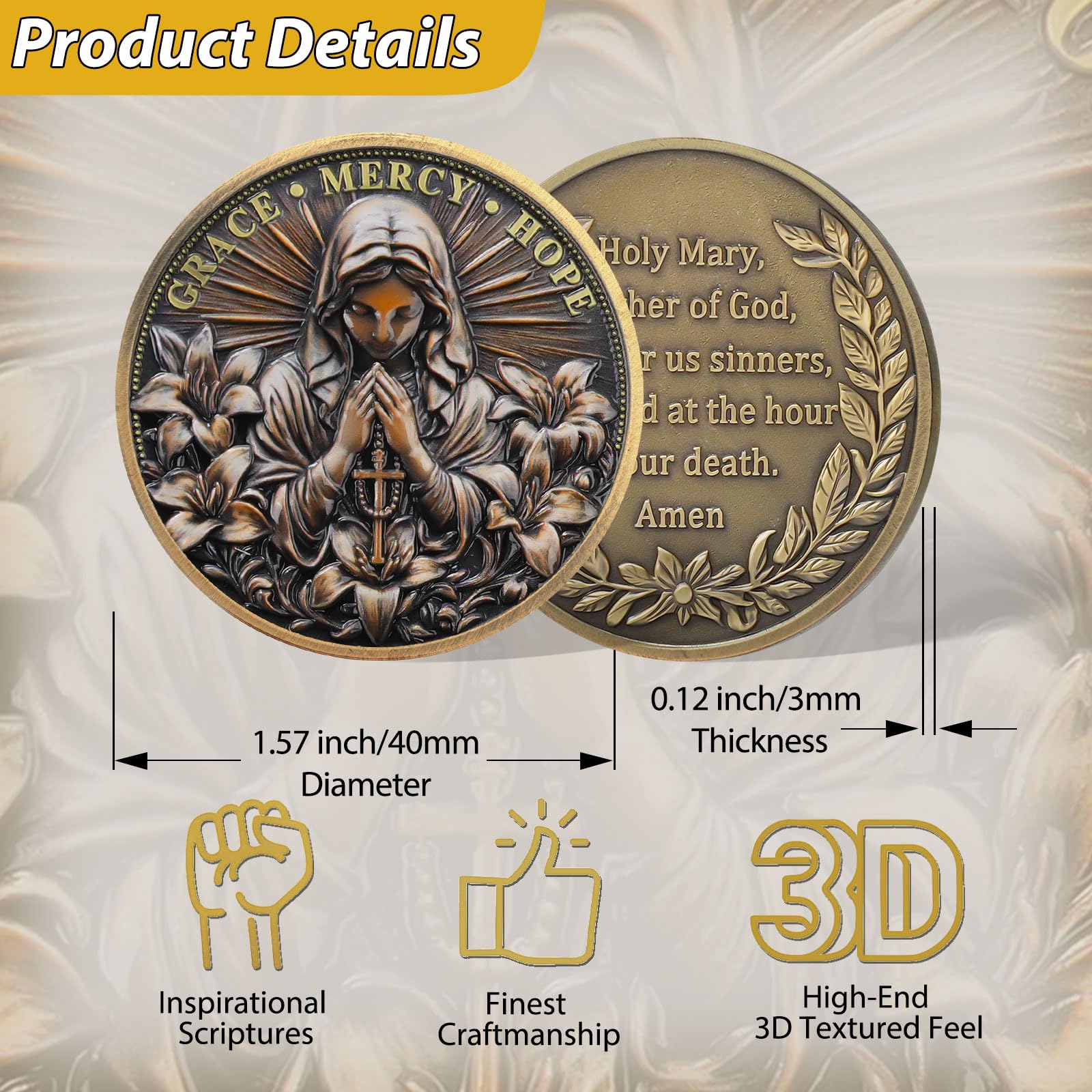 Inspirational Holy Mary Christian Challenge Coin mysite