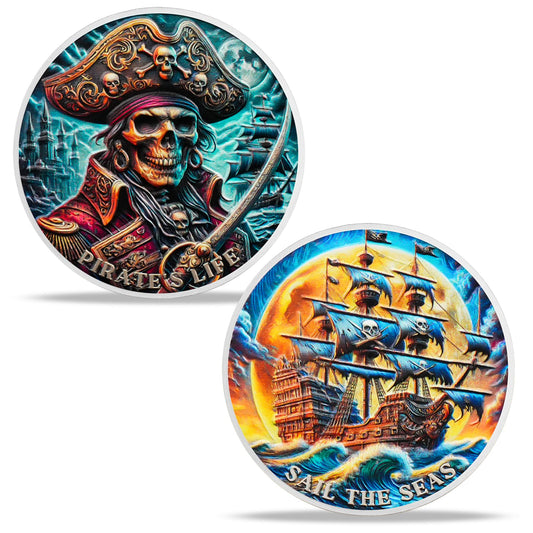Skull Gothic Pirate Ship Challenge Coin mysite