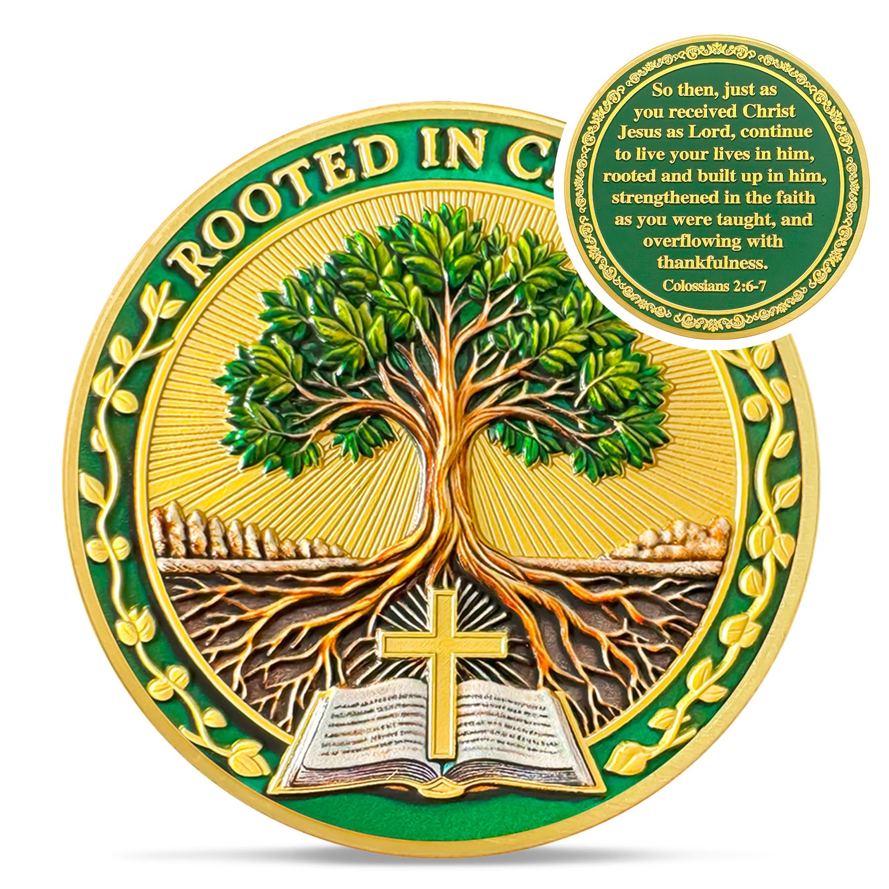 Rooted in Christ Christian Religious Challenge Coin mysite