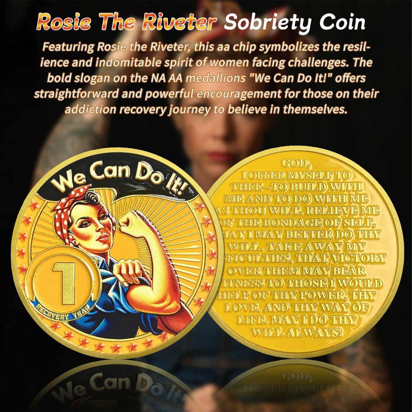 Rosie The Riveter 1-3 Year Sobriety Coin mysite