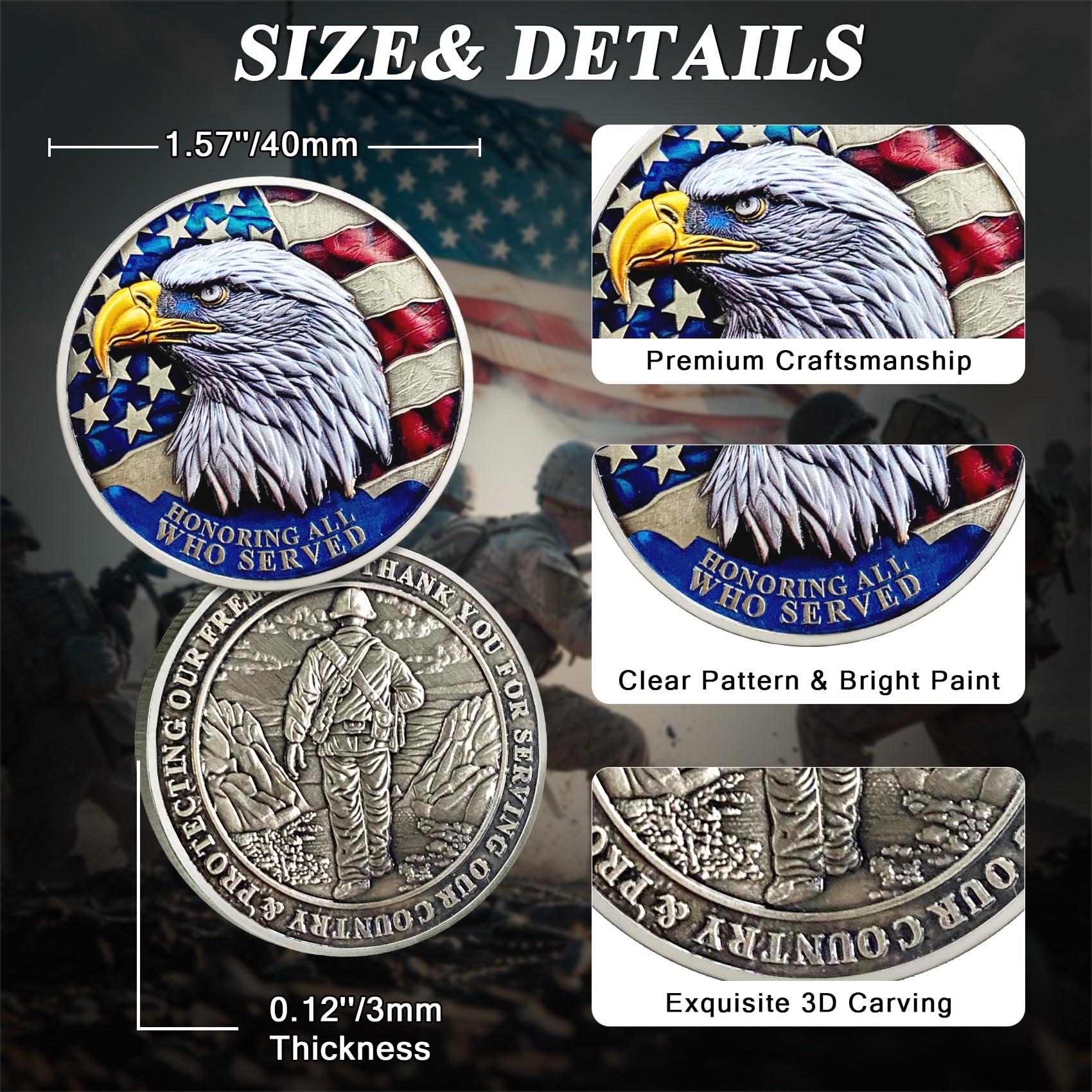 1 Pcs Veteran Challenge Coin Thank You for Your Service Military Challenge Coins mysite